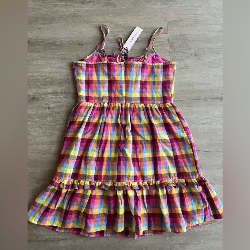 NWT BCBG plaid milkmaid mini dress SZ S Colorful Vibrant - Picture 6 of 9